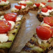 Goat Cheese, Zuchini, and Cherry Tomato Brucchetta