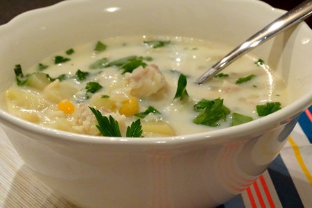 Супа от риба треска и царевица